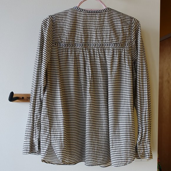 J Crew #08244 Embroidered Peasant  Stripe popover top Black Red Blouse 0 XS - Picture 12 of 16